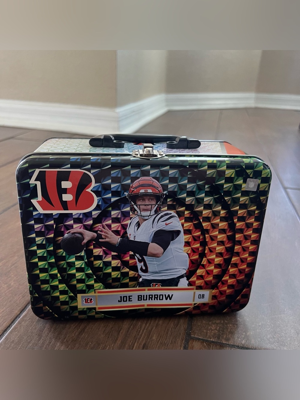 Joe Burrow Cincinnati Bengals Themed Metal Lunchbox Panini Revolution